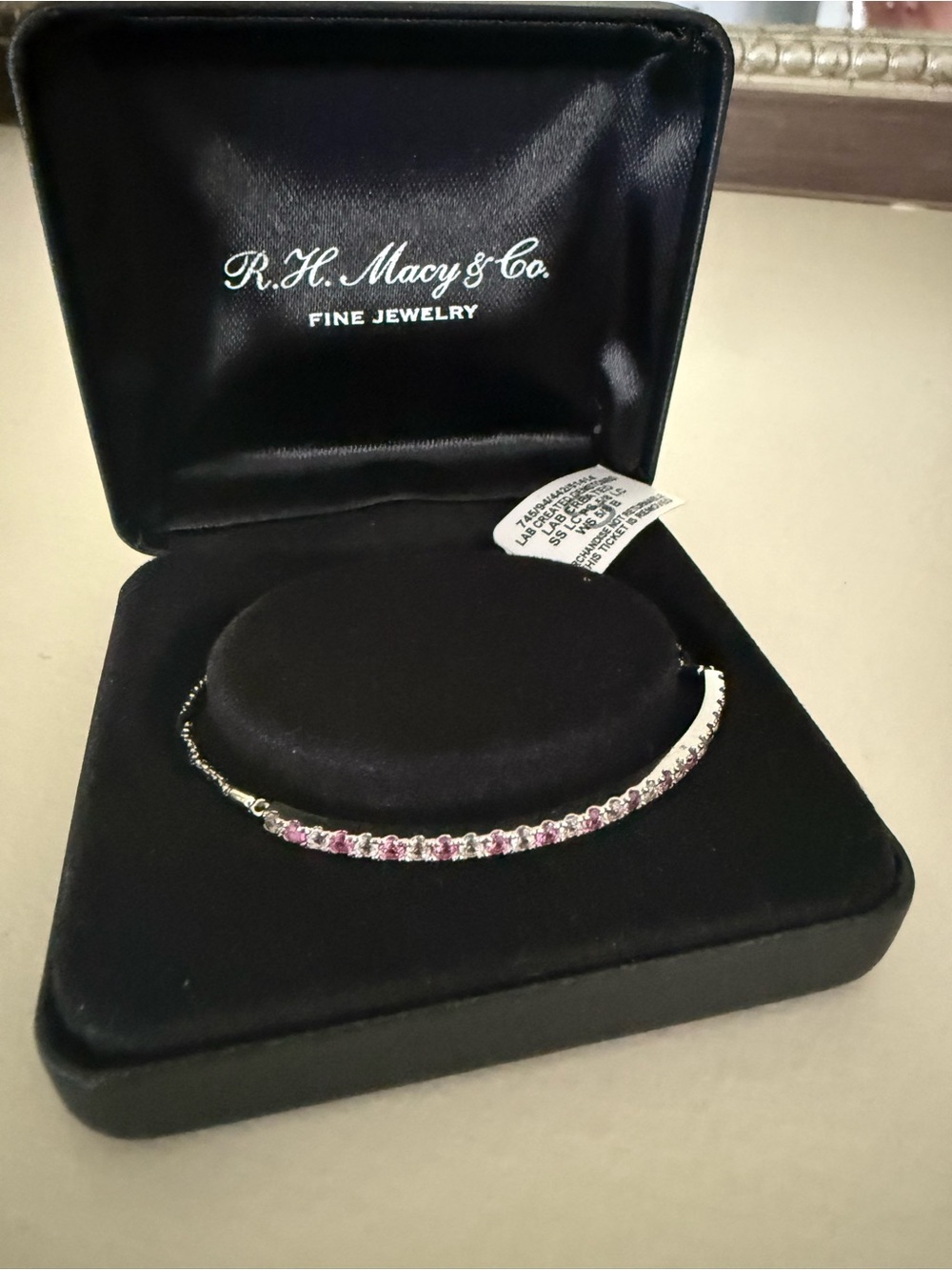 NWT Macy & Co sterling silver lab ruby adjustable bracelet